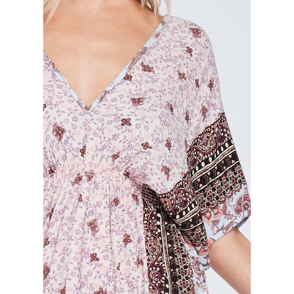 ❗️CLOSING SALE❗️ Border Print V Neck Maxi Dress - Picture 3 of 3